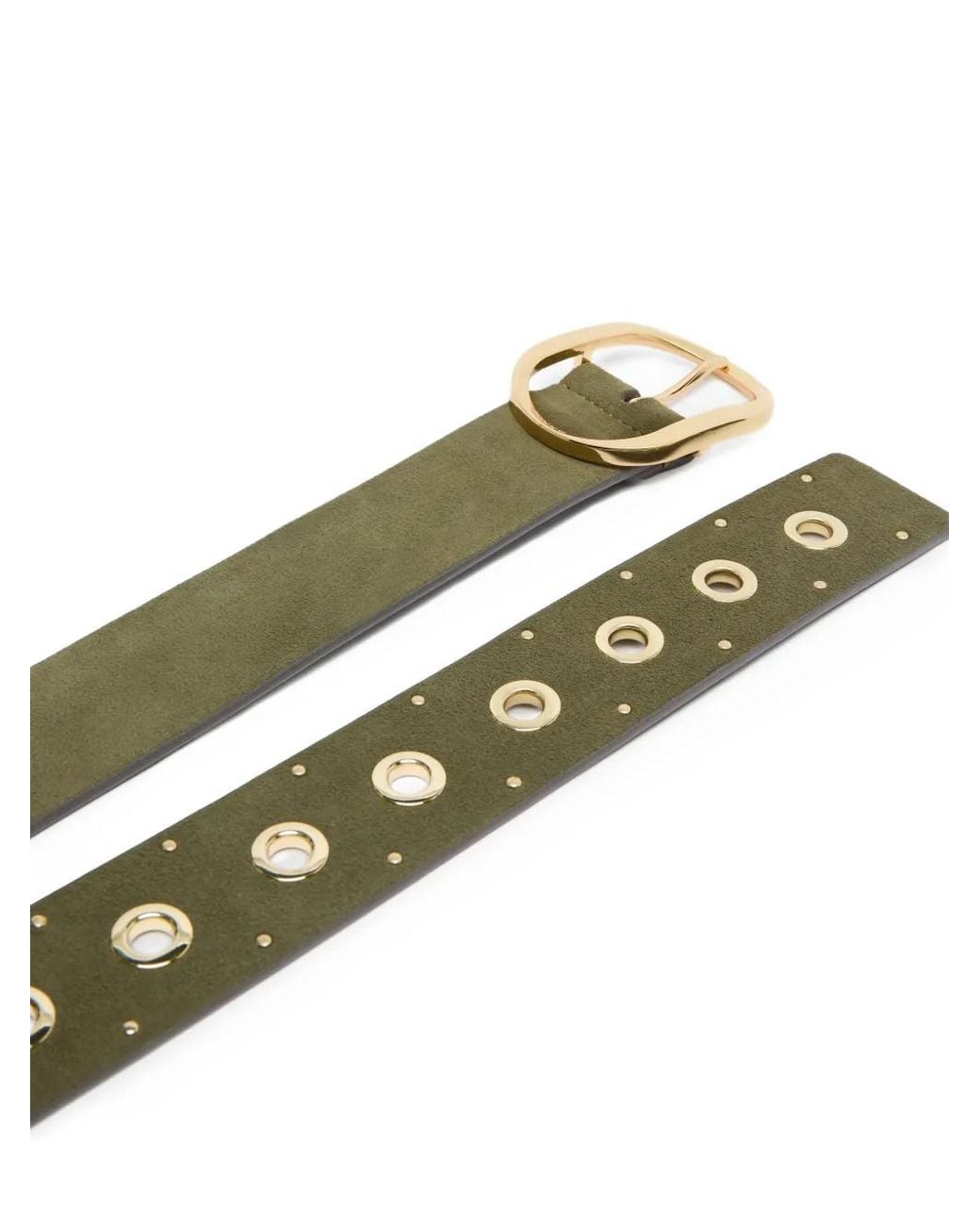 Pinko Green Leather Belt With Eyelets, 4Cm