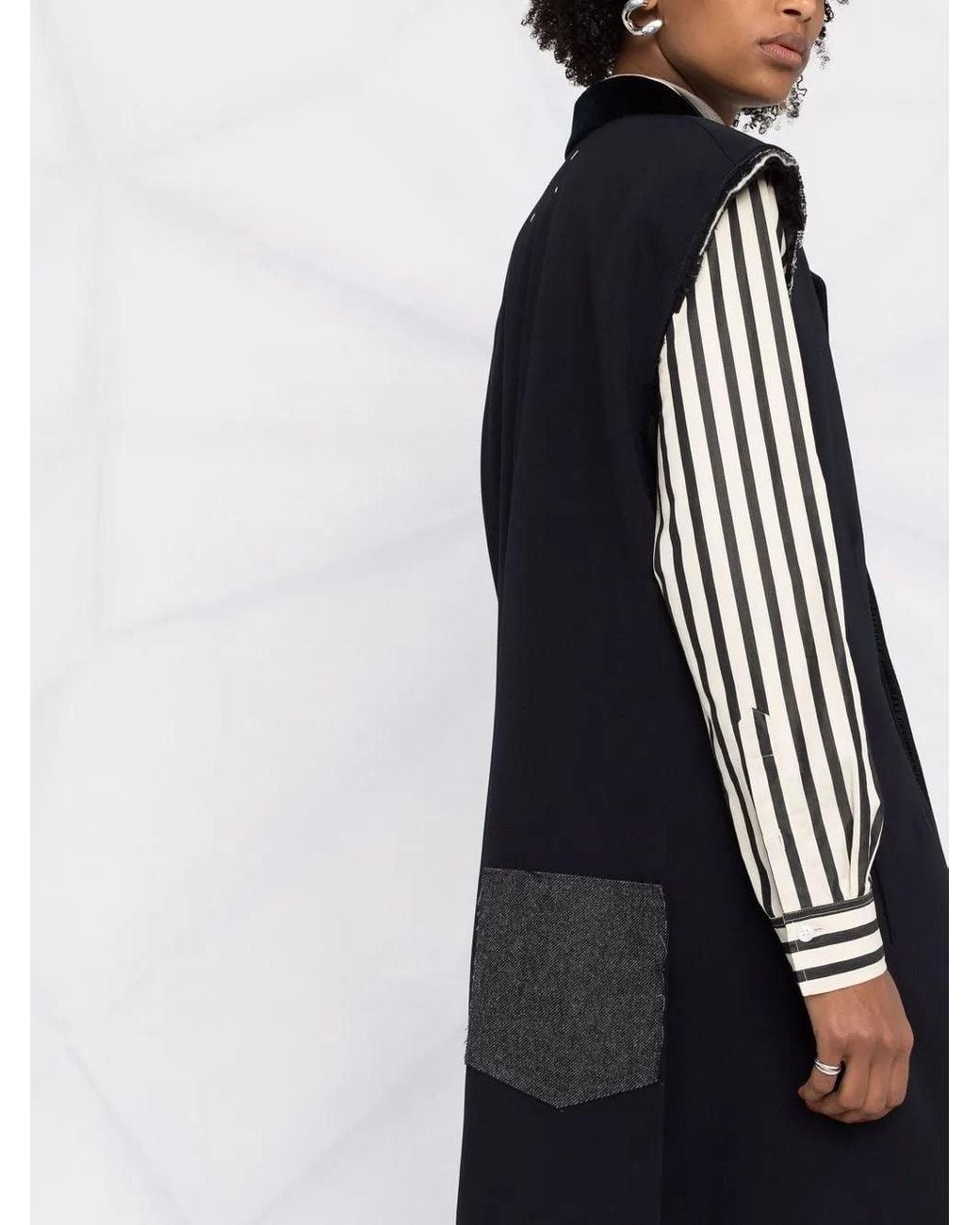 Maison Margiela Blue Sleeveless Raw-Cut Coat