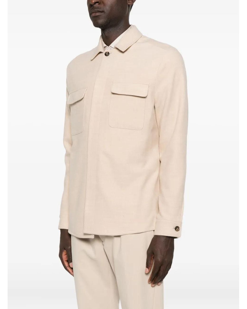 Eleventy Natural Buttoned Flap-Pocket Jacket for men
