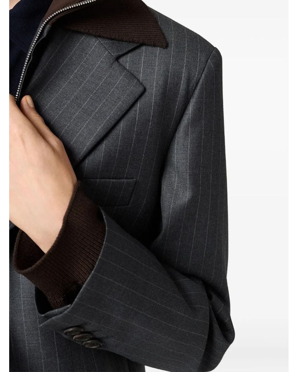 Miu Miu Black Single-Breasted Pinstripe Jacket