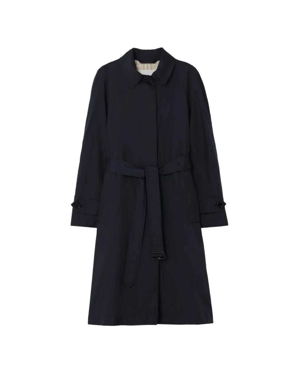 Burberry Blue Long Belted Nylon Tickhill Car Coat