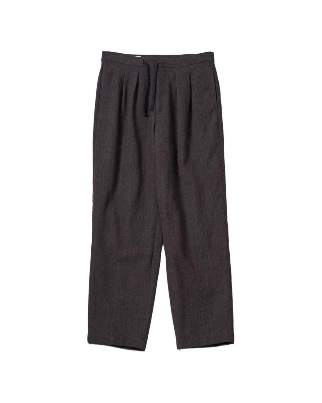 Kaptain Sunshine Gray Easy Pleated Drawstring Trousers for men