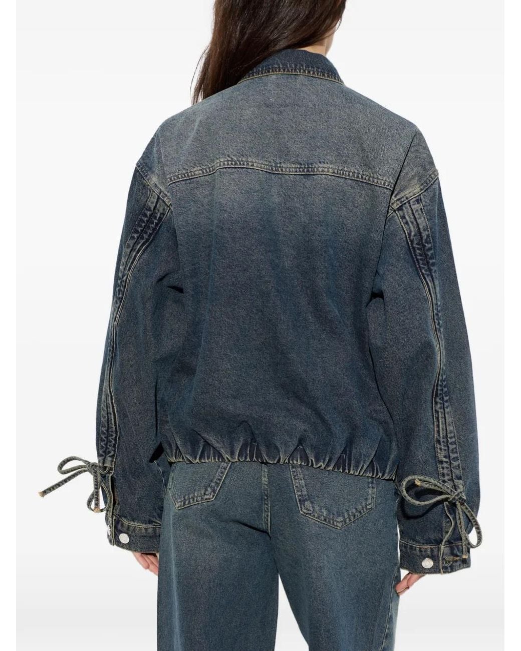 Gestuz Blue Gzsusara Bow-Detail Denim Jacket