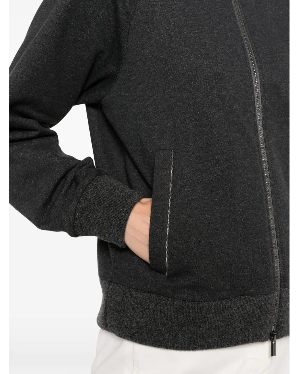 Peserico Black Zip-Up Raglan-Sleeve Sweater