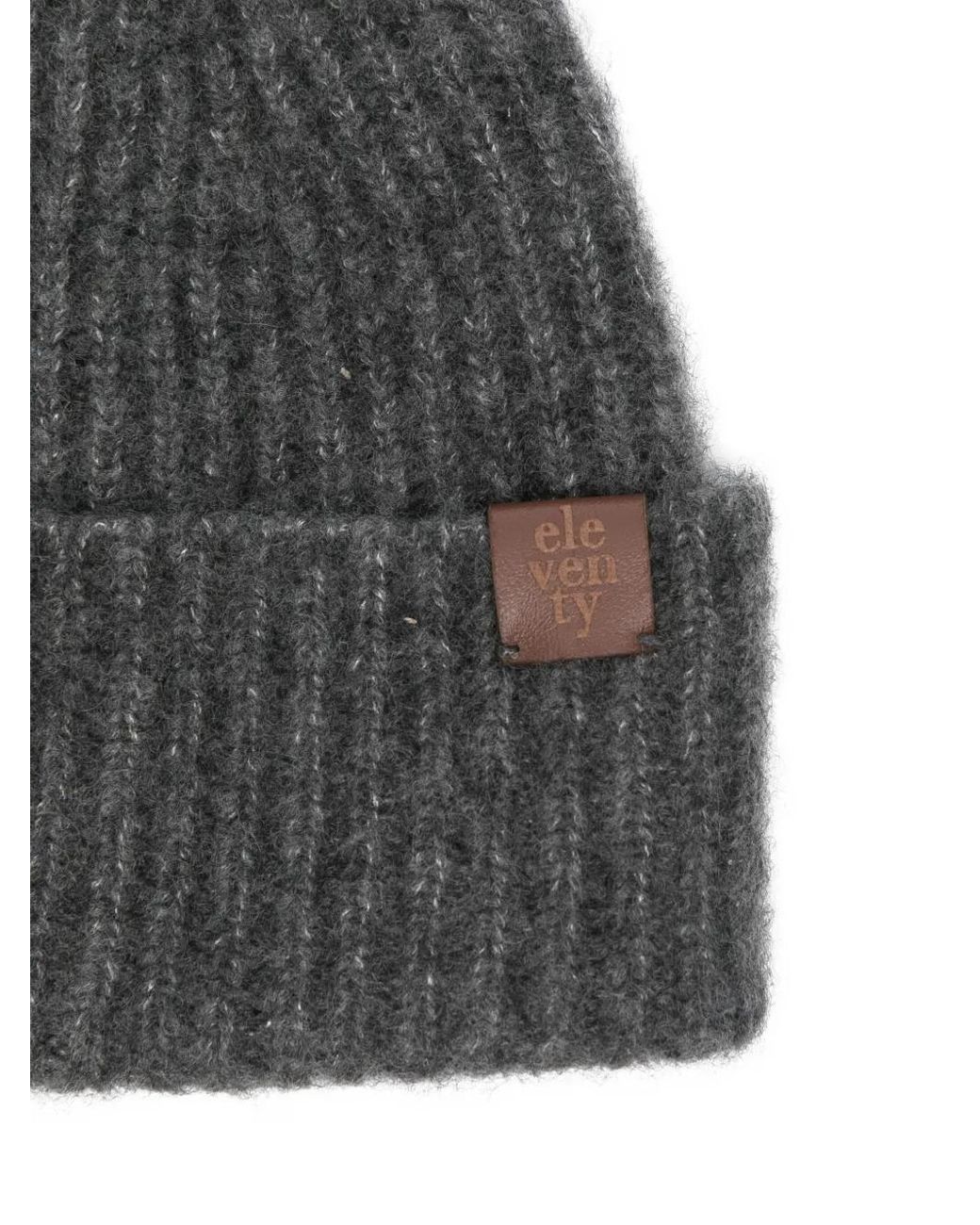 Eleventy Gray Ribbed-Knit Beanie Hat for men