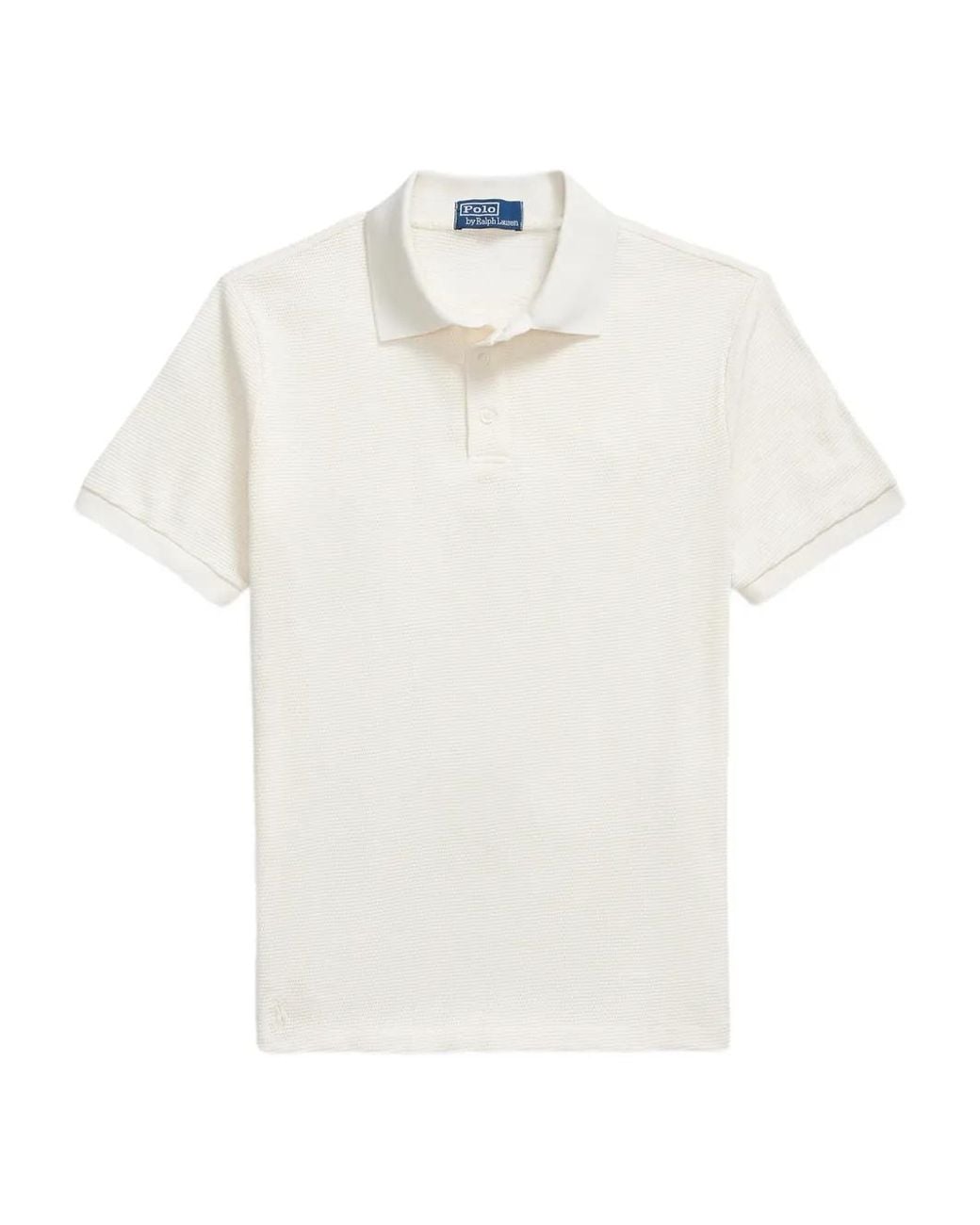 Polo Ralph Lauren White Pointelle-Fabric Short-Sleeve Polo Shirt for men