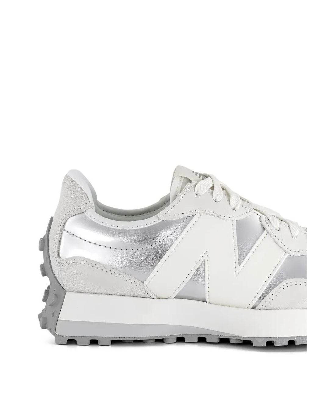 New Balance White 327 Metallic Sneakers