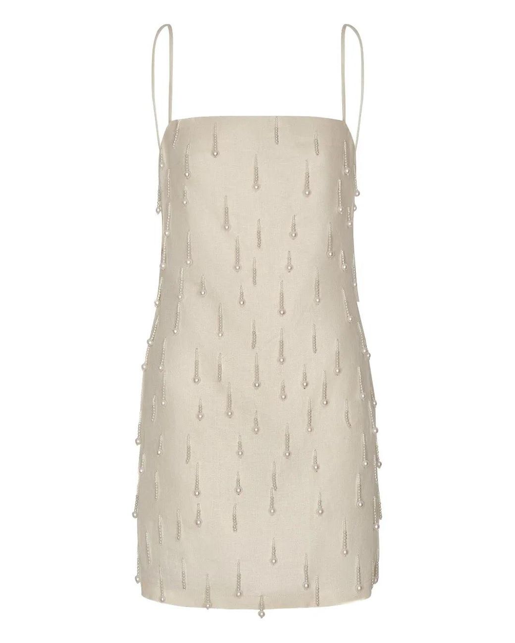 ANDRES OTALORA Natural Beaded Mini Dress