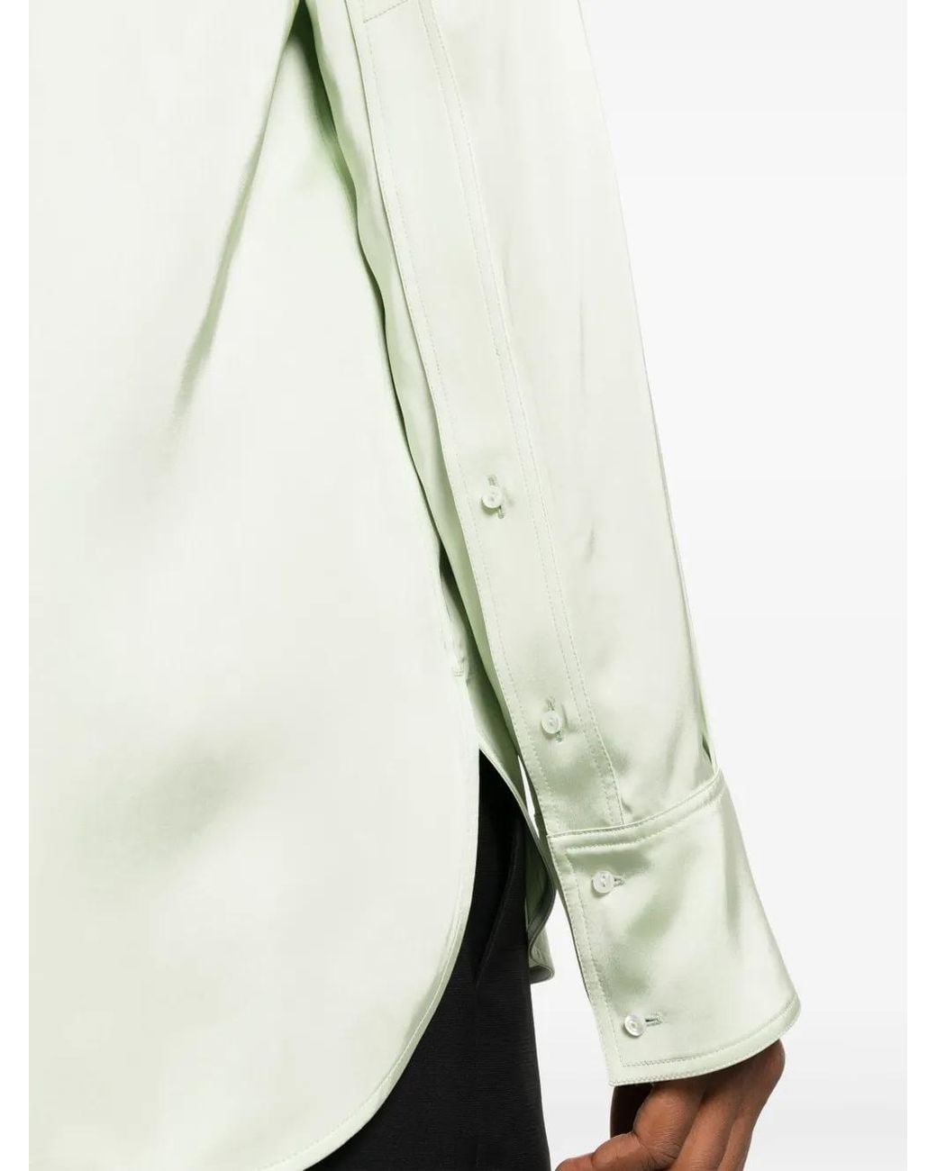Jil Sander Green Wrap Satin Shirt