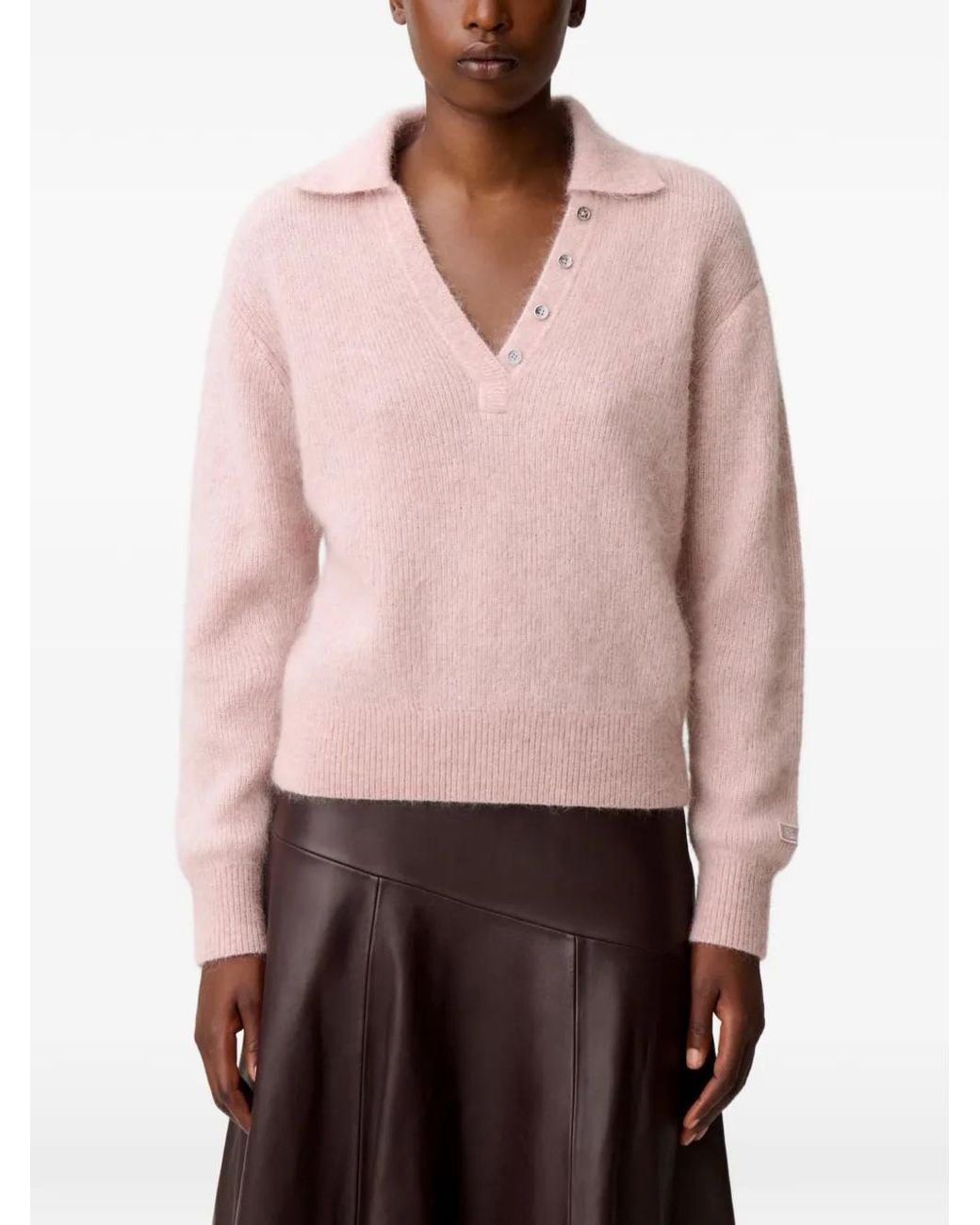 Claudie Pierlot Pink Relaxed Fluffy Knit Jumper