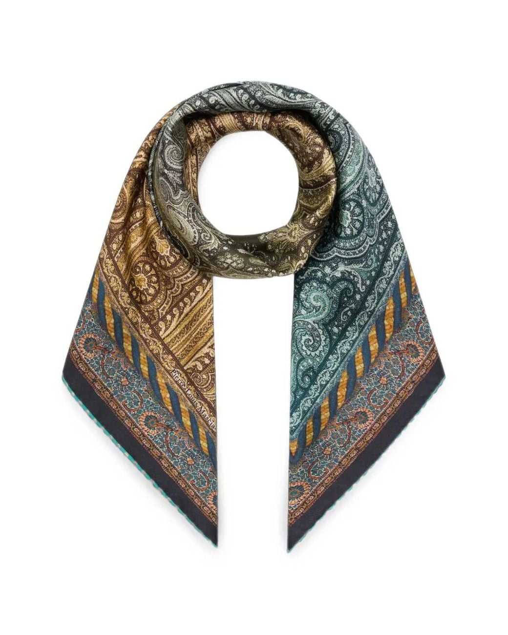 Pierre Louis Mascia Green Cialda Paisley-Print Silk Scarf