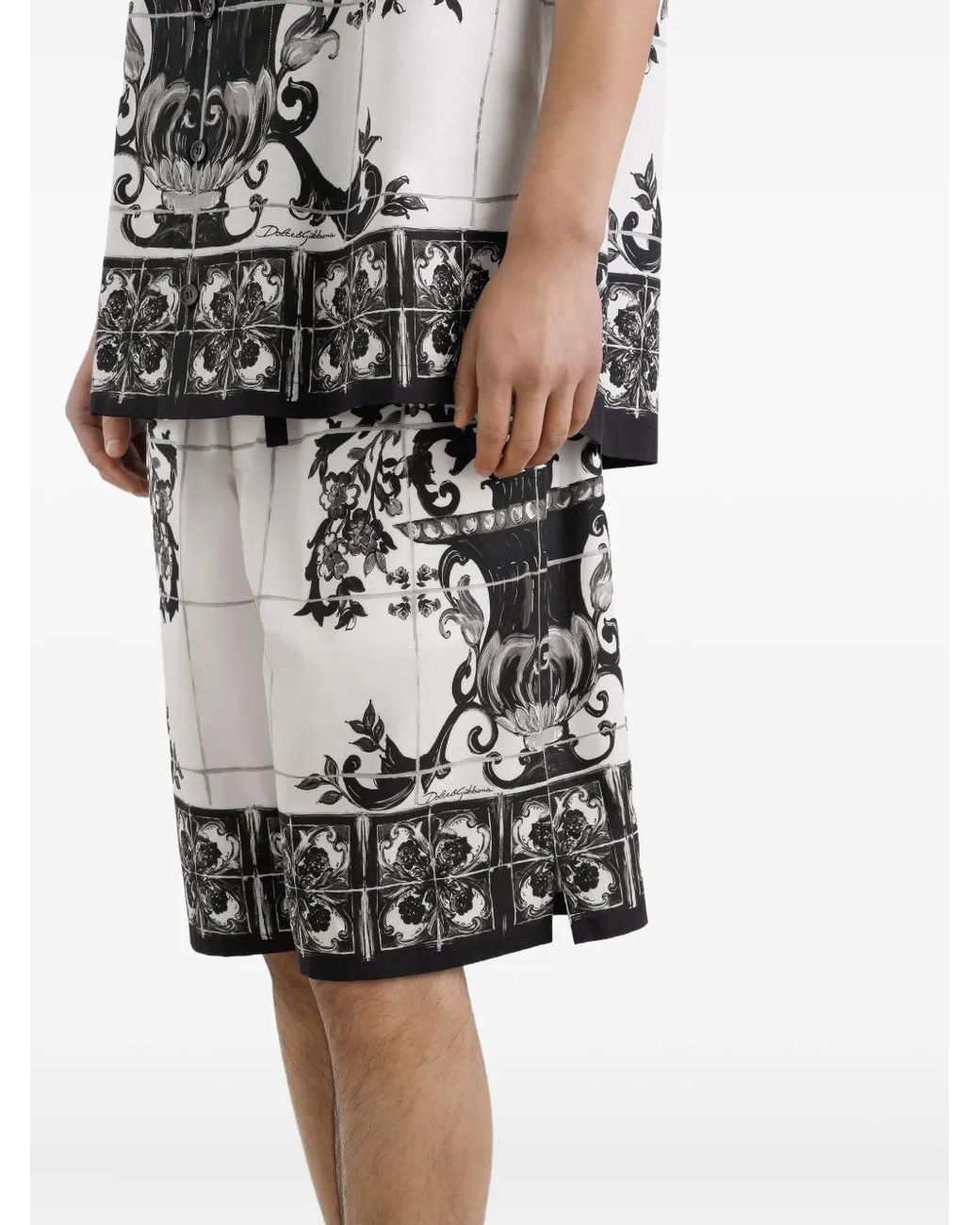 Dolce & Gabbana Multicolor 'Maiolica' Print Bermuda Shorts for men
