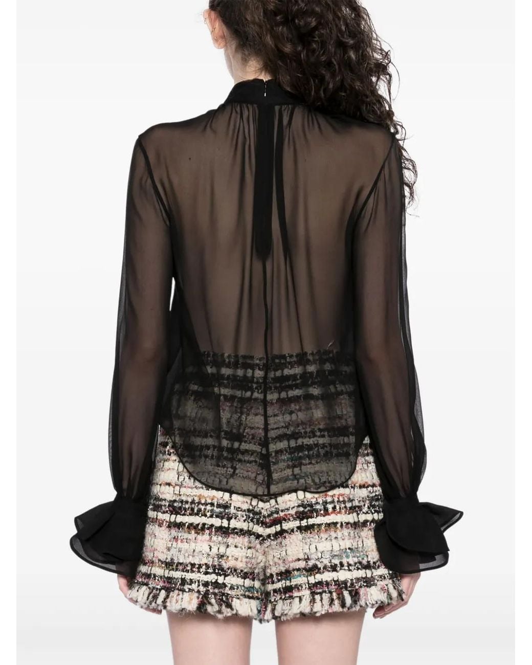 Giambattista Valli Black Semi-Sheer Top