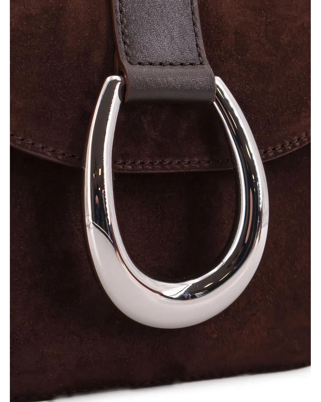 Staud Brown Bella Saddle Flap Closure Crossbody Bag