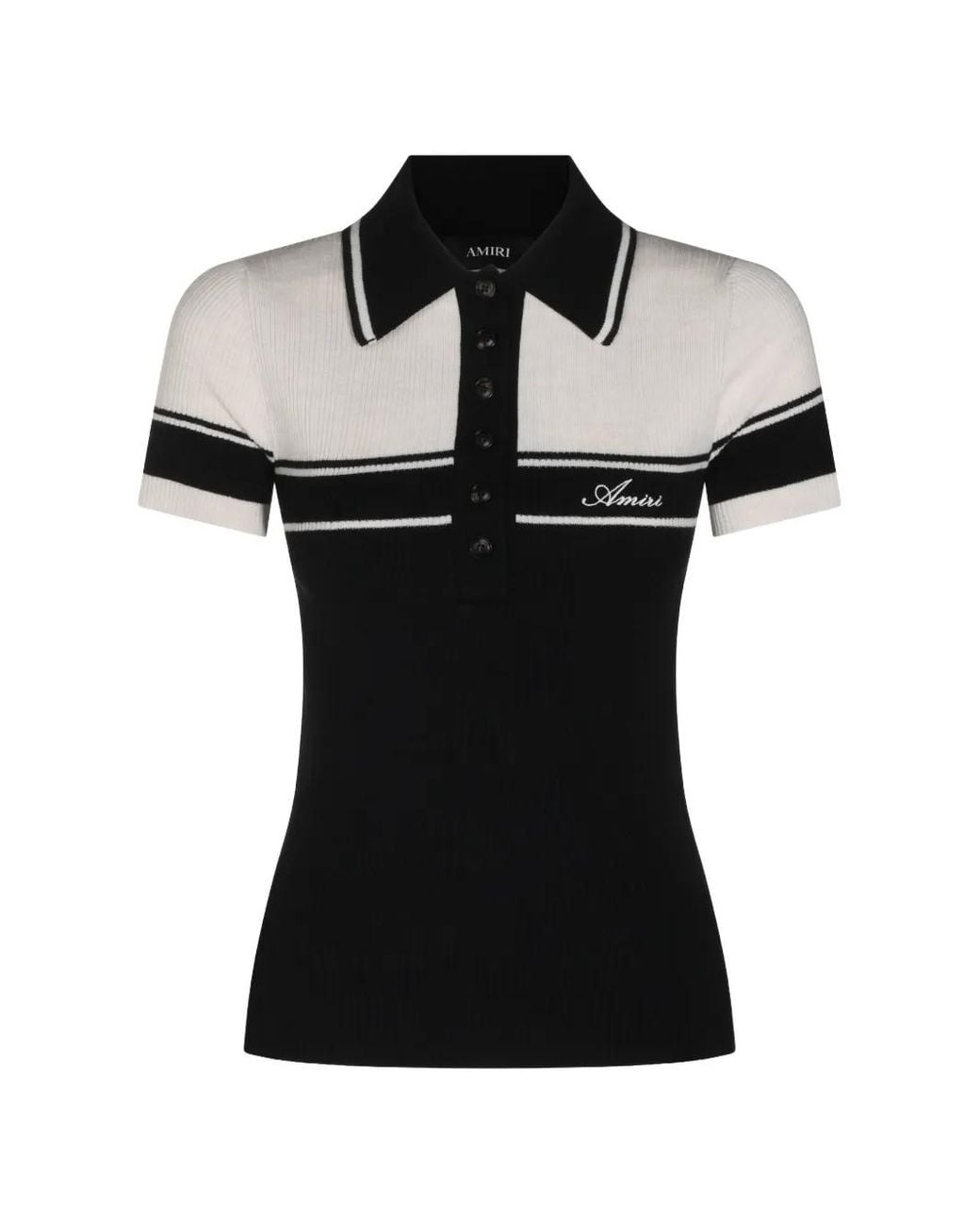 Amiri Black Script Knit Slim Polo