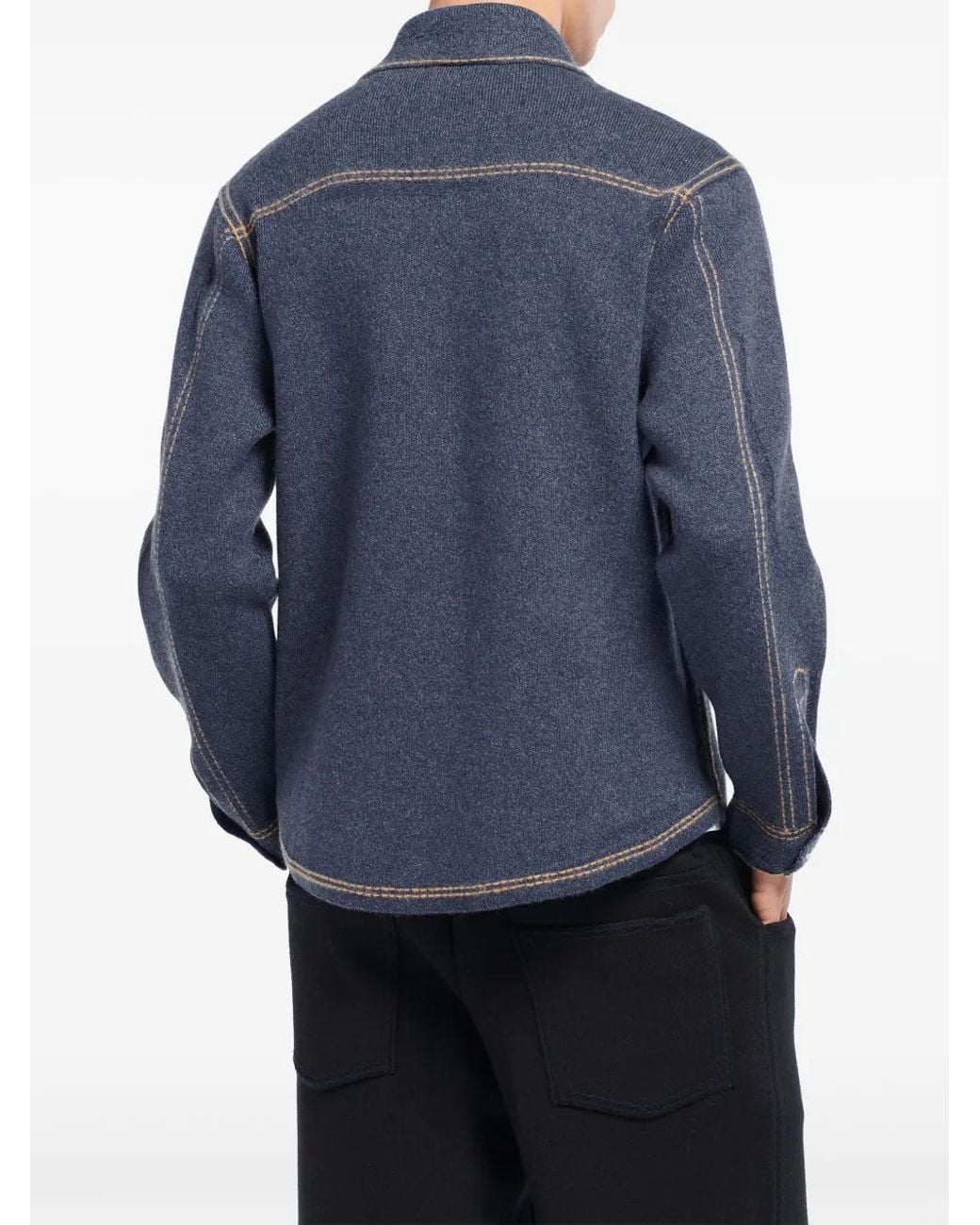 Barrie Blue Knitted Overshirt for men