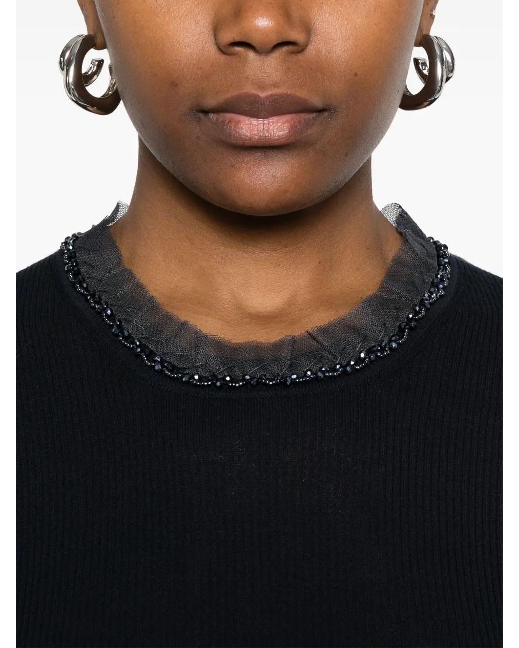 P.A.R.O.S.H. Black Ribbed T-Shirt