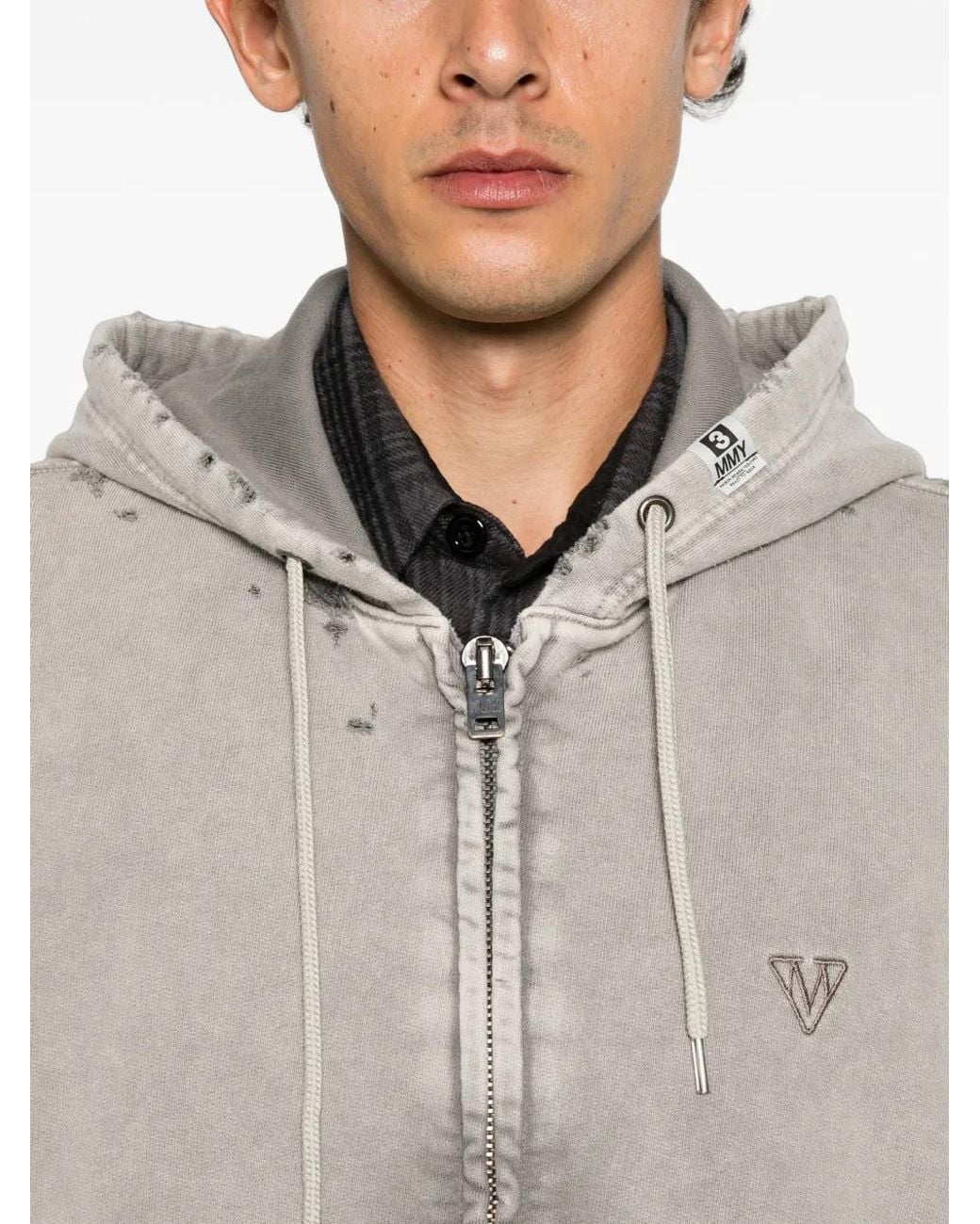 Maison Mihara Yasuhiro Gray Bleached Zip-Up Hoodie for men