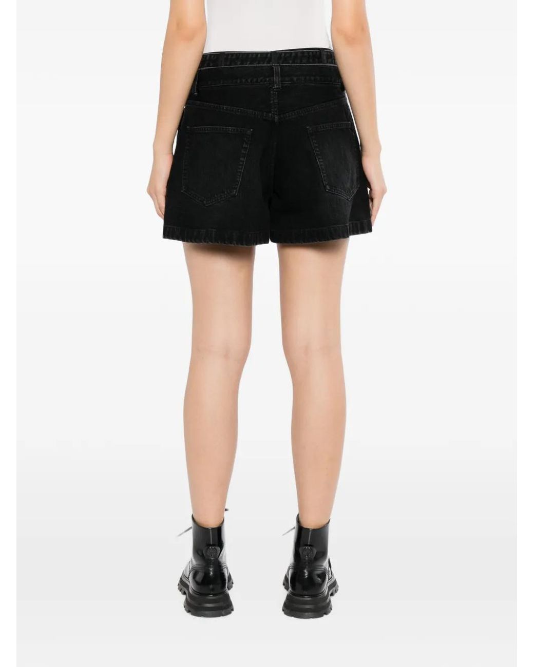 Sacai Black Belted Denim Shorts