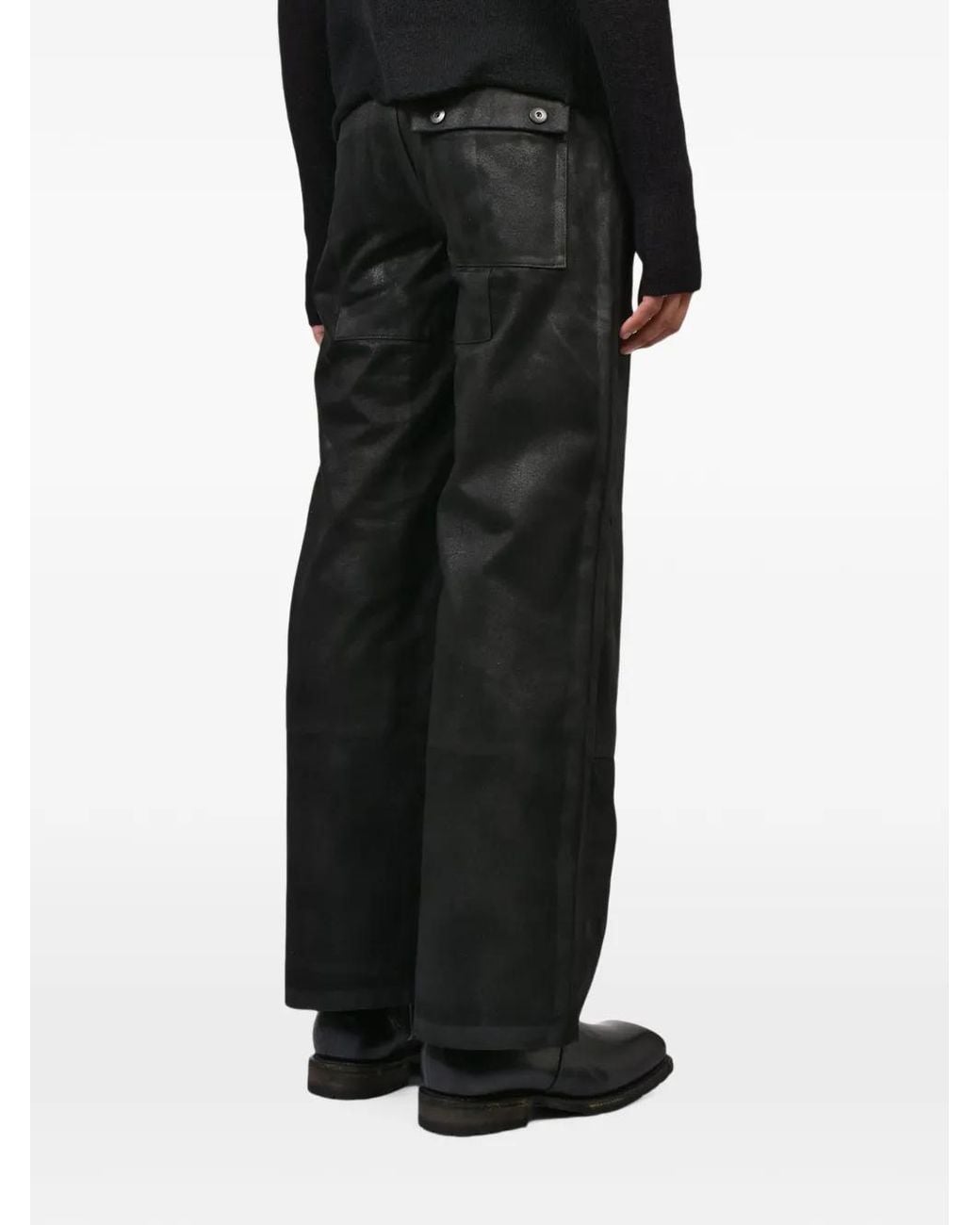 EPHMRL Black Screen-Print Wide-Leg Trousers for men