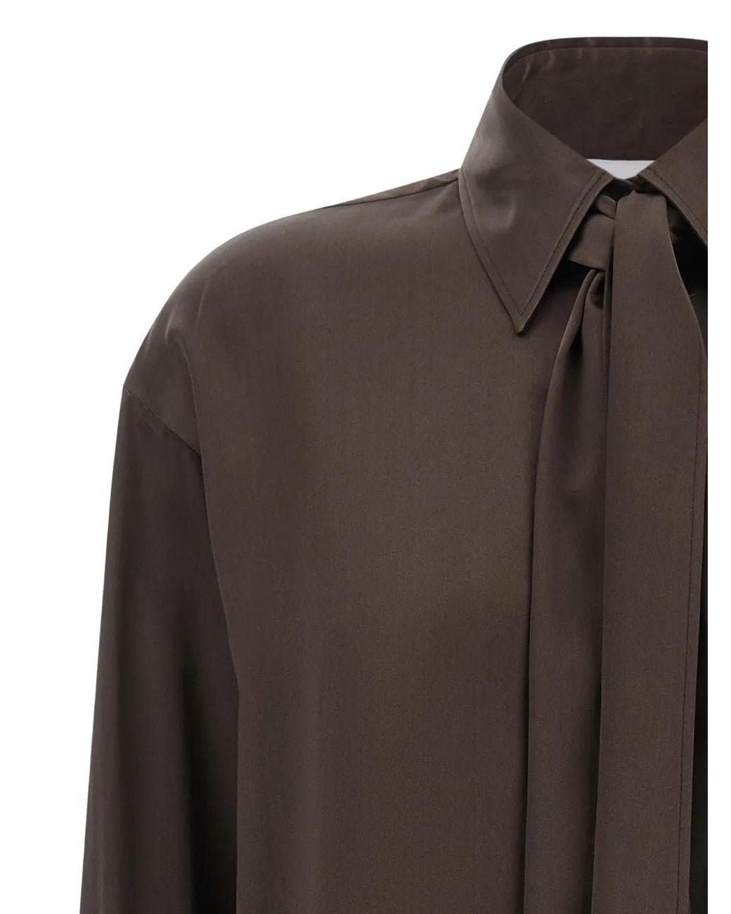 MISENITHE Brown Helen Lavallière-Ribbon Silk Mini Dress