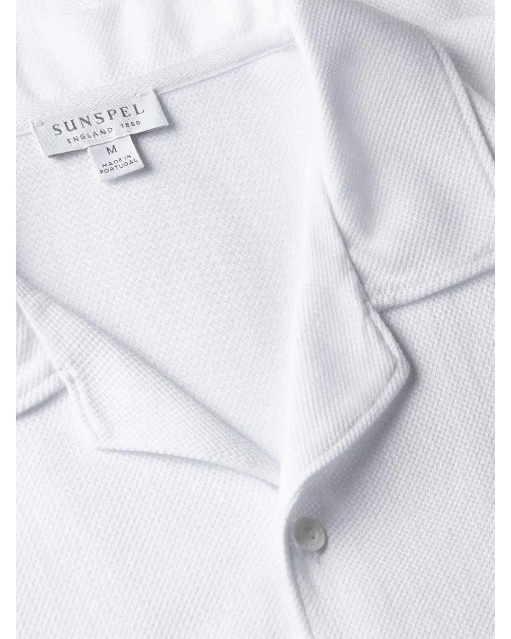 Sunspel White Riviera Camp Collar Shirt for men