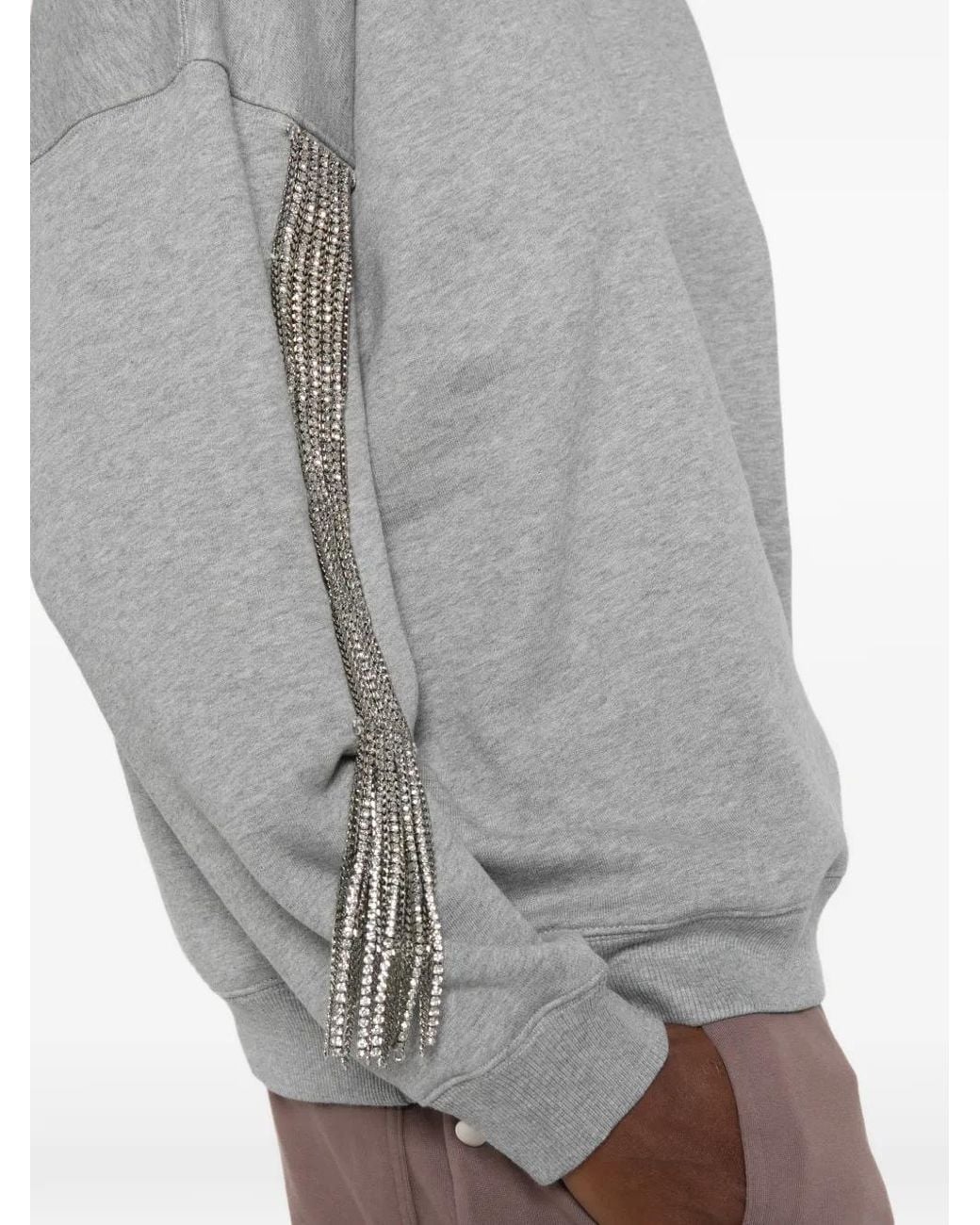 Circus Hotel Gray Fringe-Embellished Sweater
