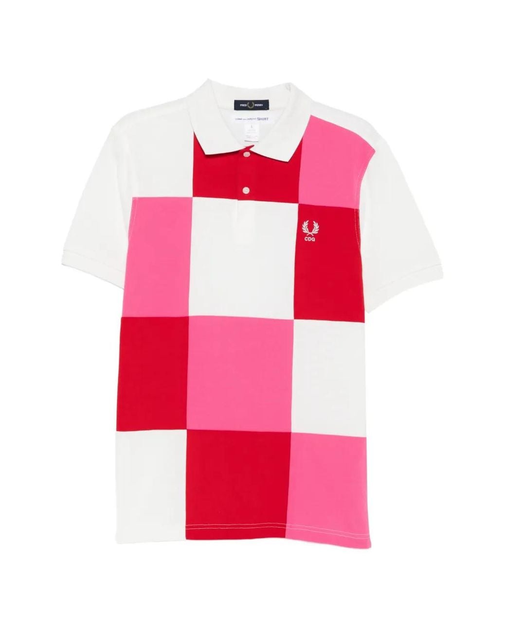 Comme des Garçons Pink X Fred Perry Patchwork Pique Polo Shirt for men