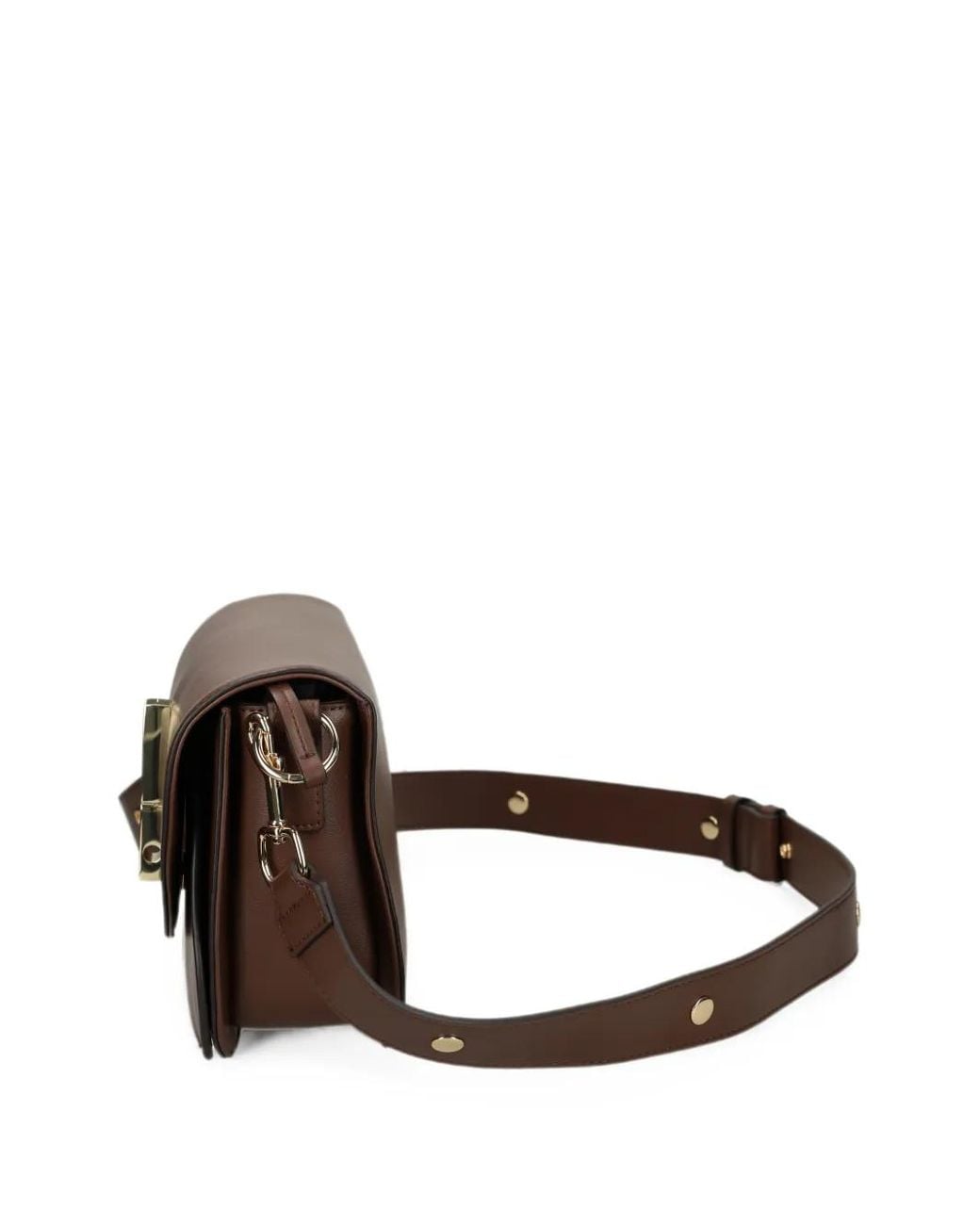 Love Moschino Brown Clothespin-Plaque Shoulder Bag