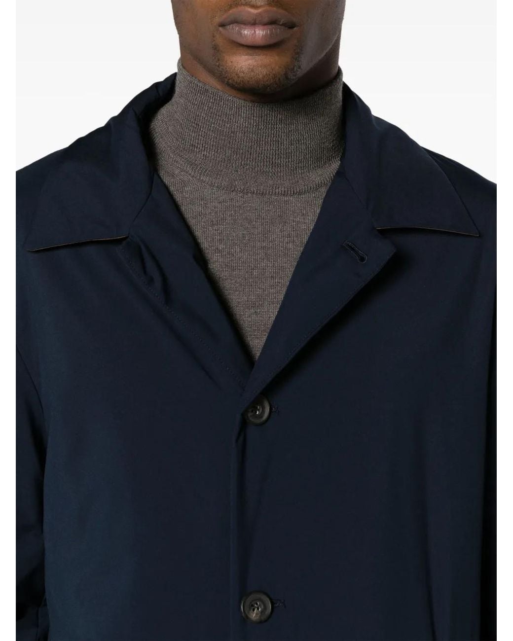 Corneliani Blue Water-Resistant Padded Midi Coat for men