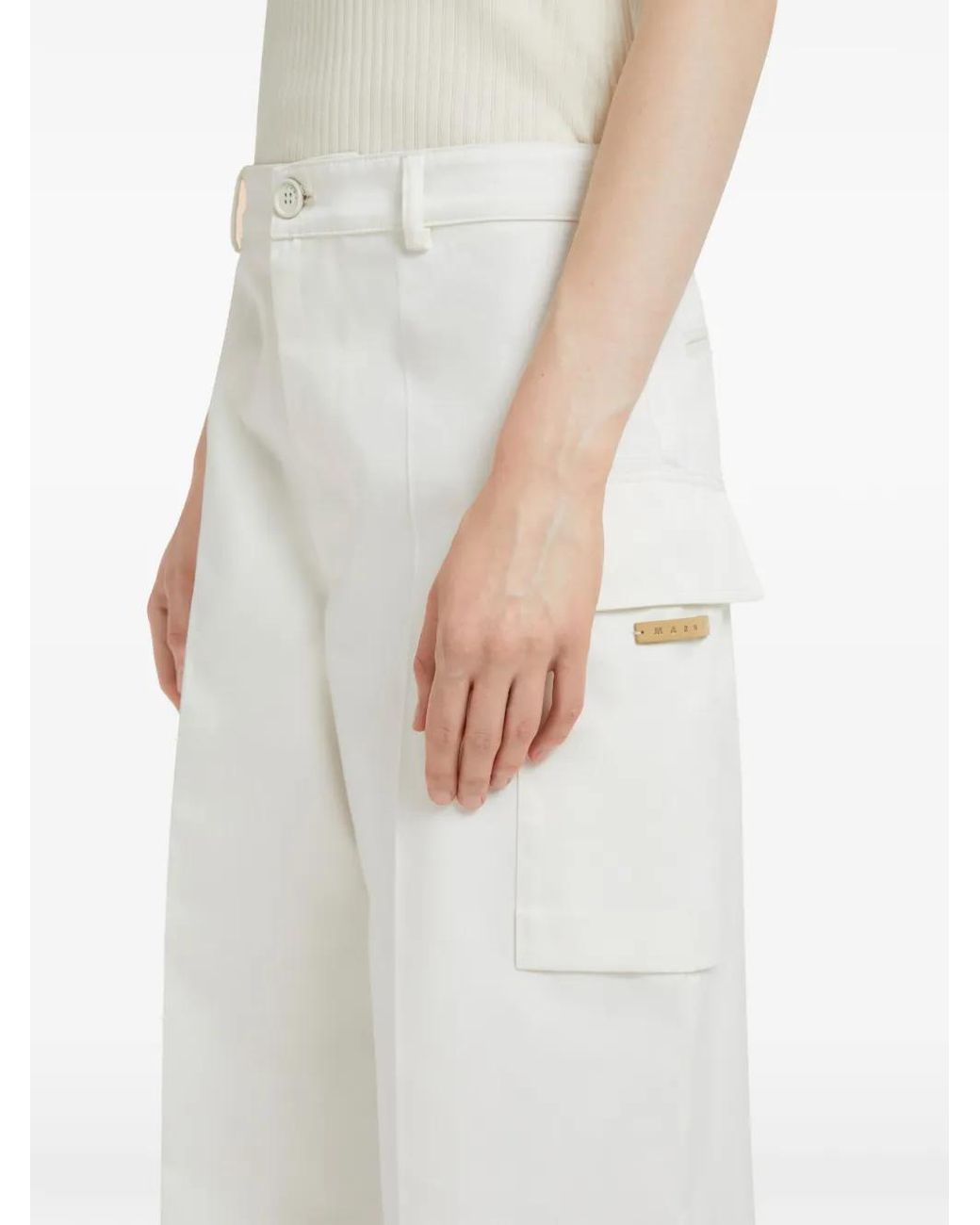 Marni White Cargo-Pocket Trousers
