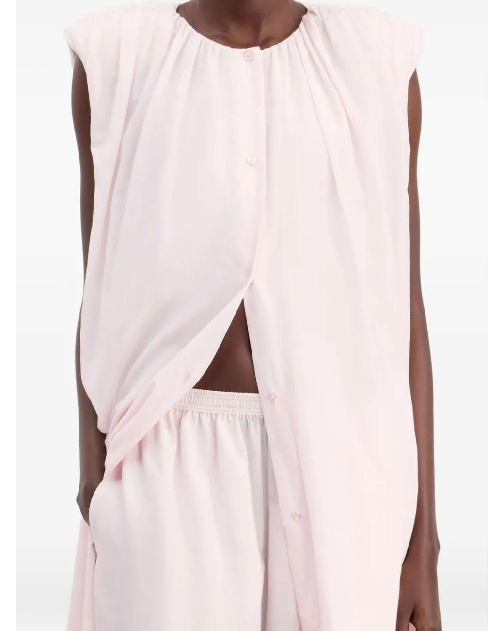 Loulou de Saison Pink Button-Fastening Midi Dress