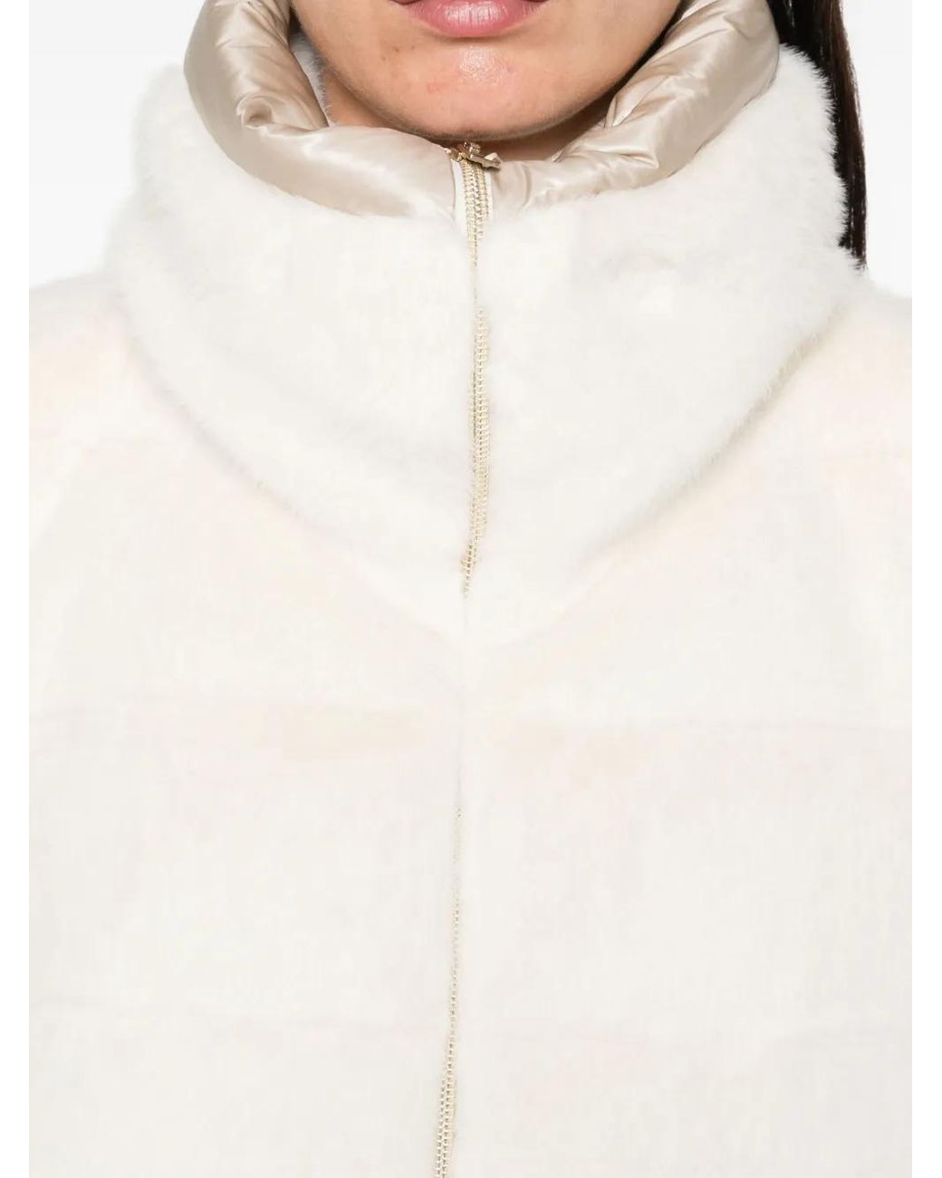 Herno White Sleeveless Down Vest With High Collar