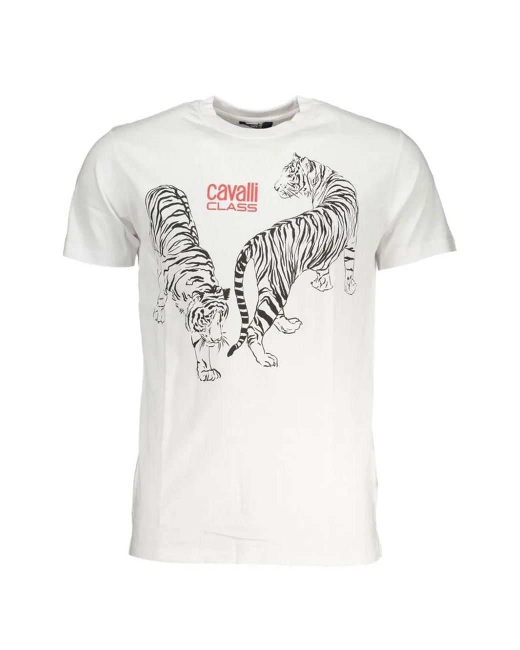 Roberto Cavalli White Tiger-Print T-Shirt for men