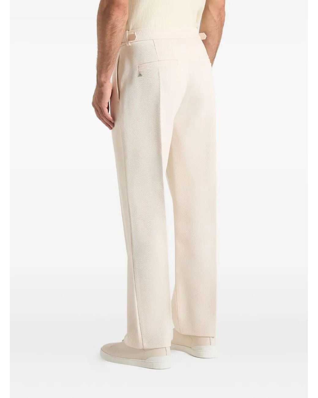 Manière De Voir Natural Dorian Relaxed Fit Twill Pleated Tailored Trousers for men