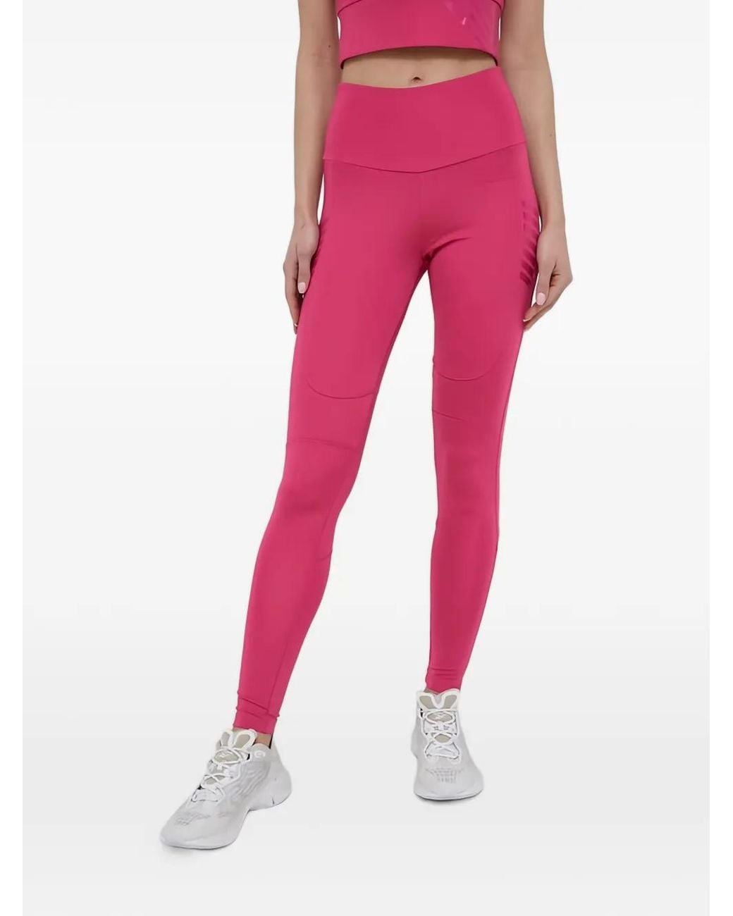 EA7 Pink Striped-Detail Leggings