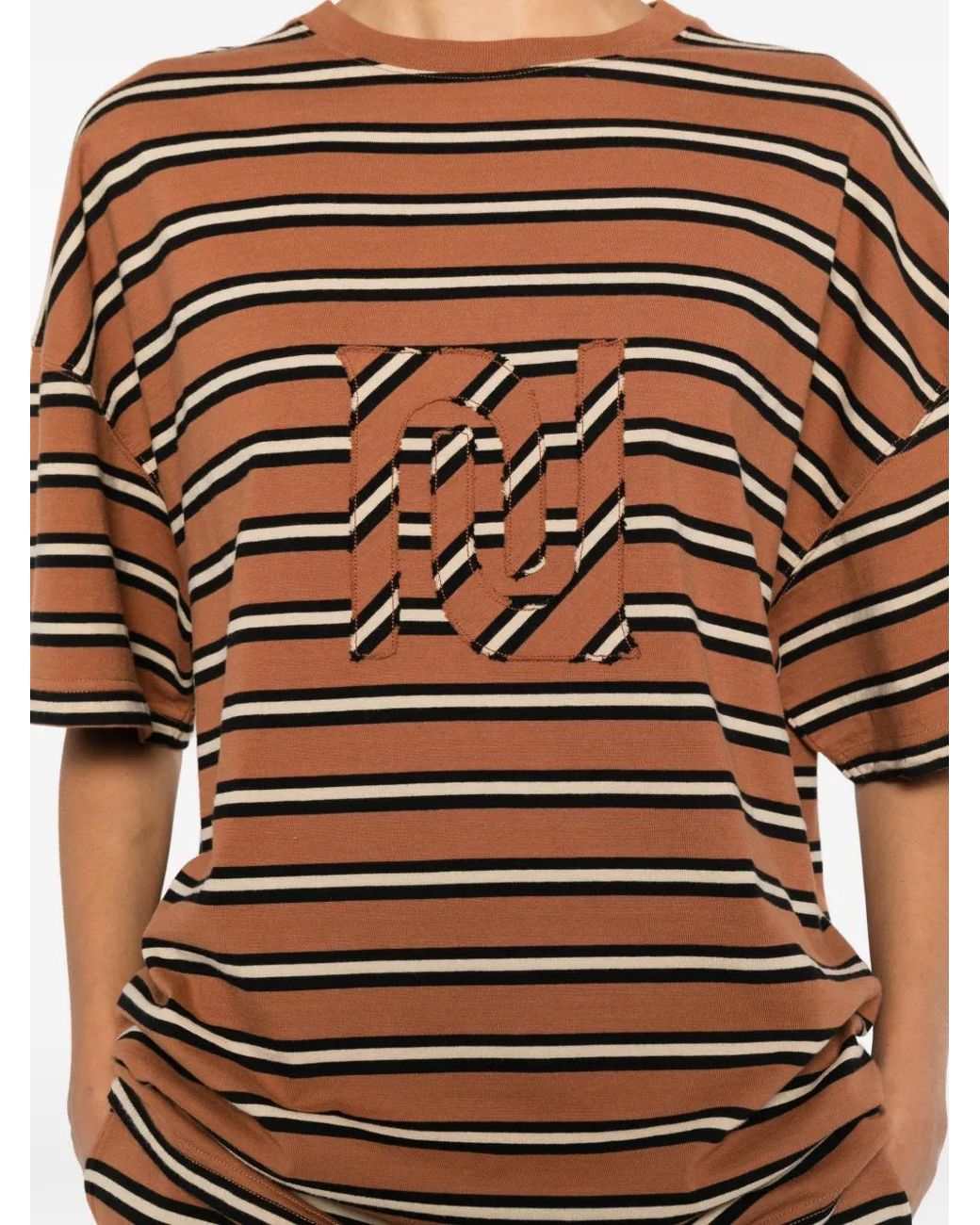 Nanushka Multicolor T-Shirt Rayé Wren À Patch Monogrammé