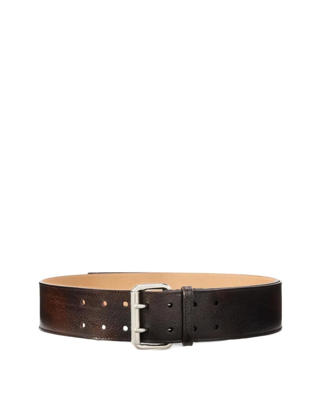 Ralph Lauren White Distressed Double-Prong Belt