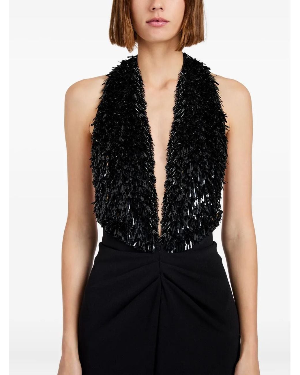Proenza Schouler Black Fringed Twisted-Detail Dress