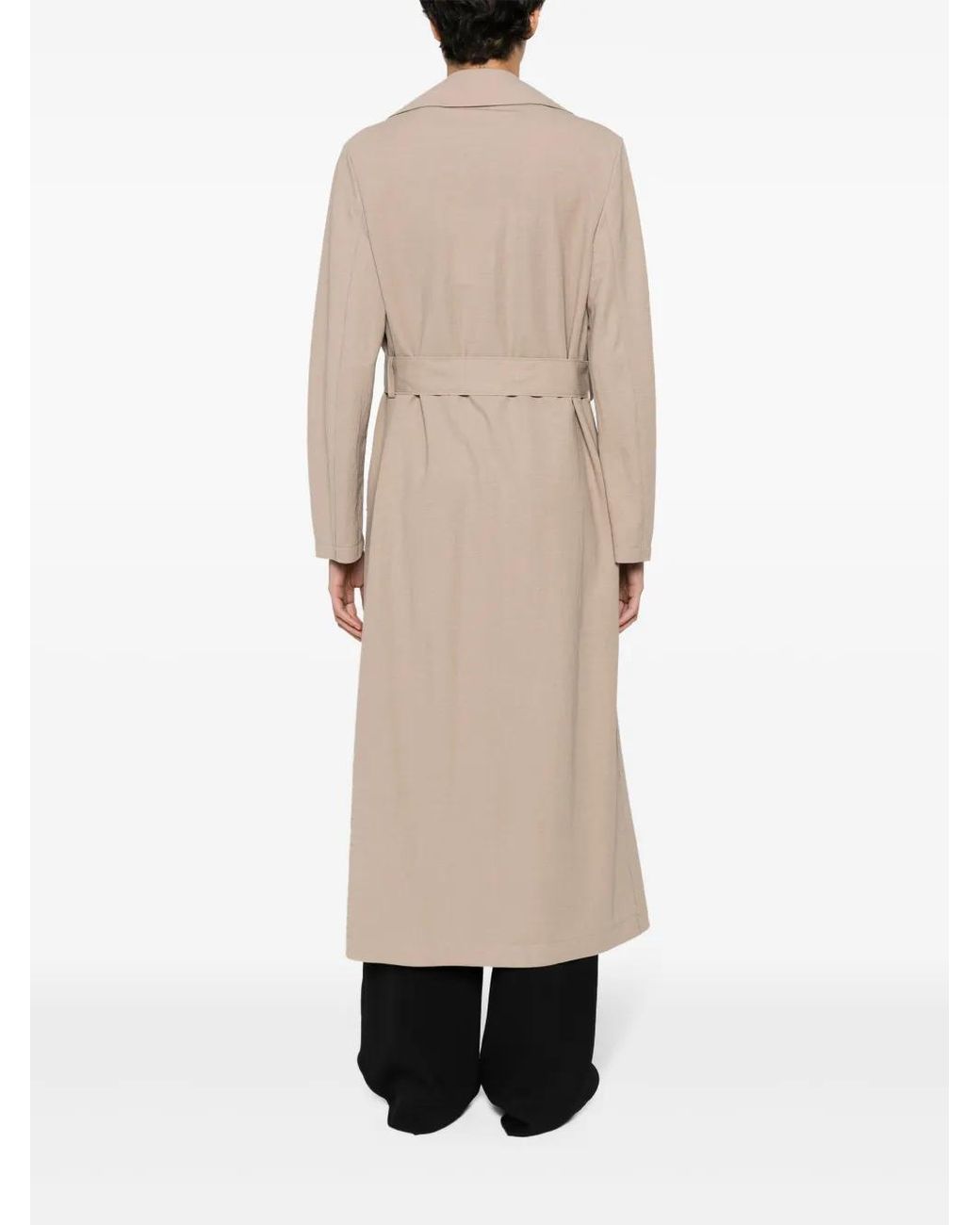 Harris Wharf London Natural Notched-Lapel Belted Trench Coat