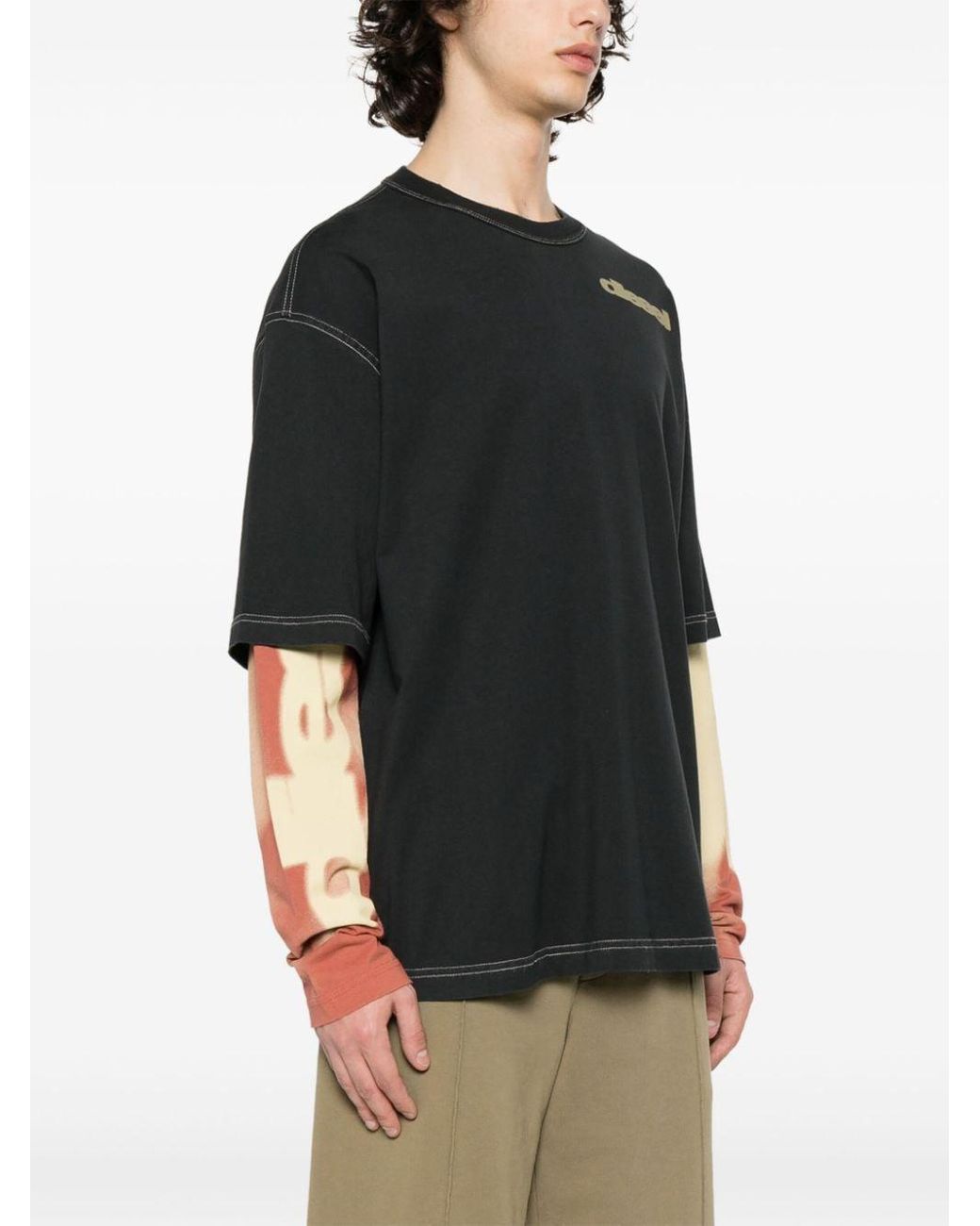 DIESEL T-Wesher-N3 Layered-Effect T-Shirt in Black for Men | Lyst