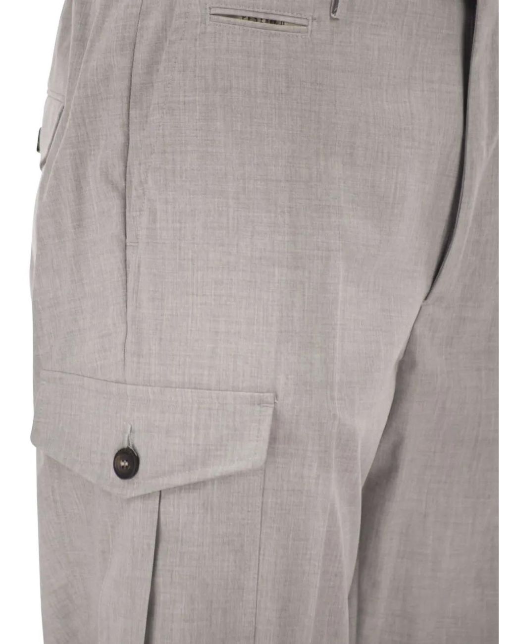 Peserico Gray Tailored Cargo Pants for men