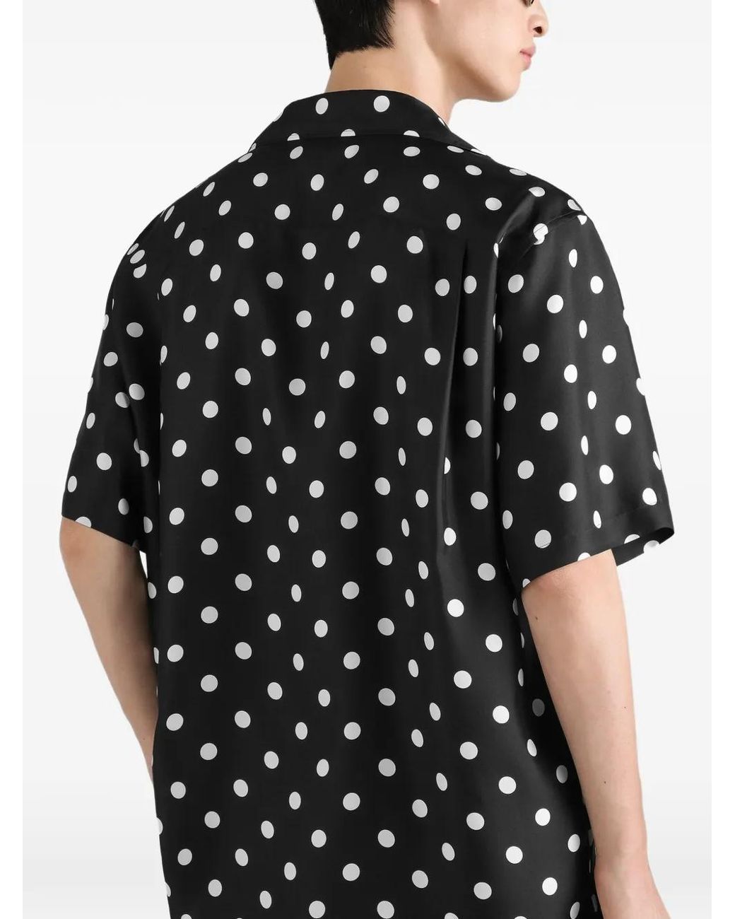 Dolce & Gabbana Black Chemise En Sergé De Soie À Pois for men