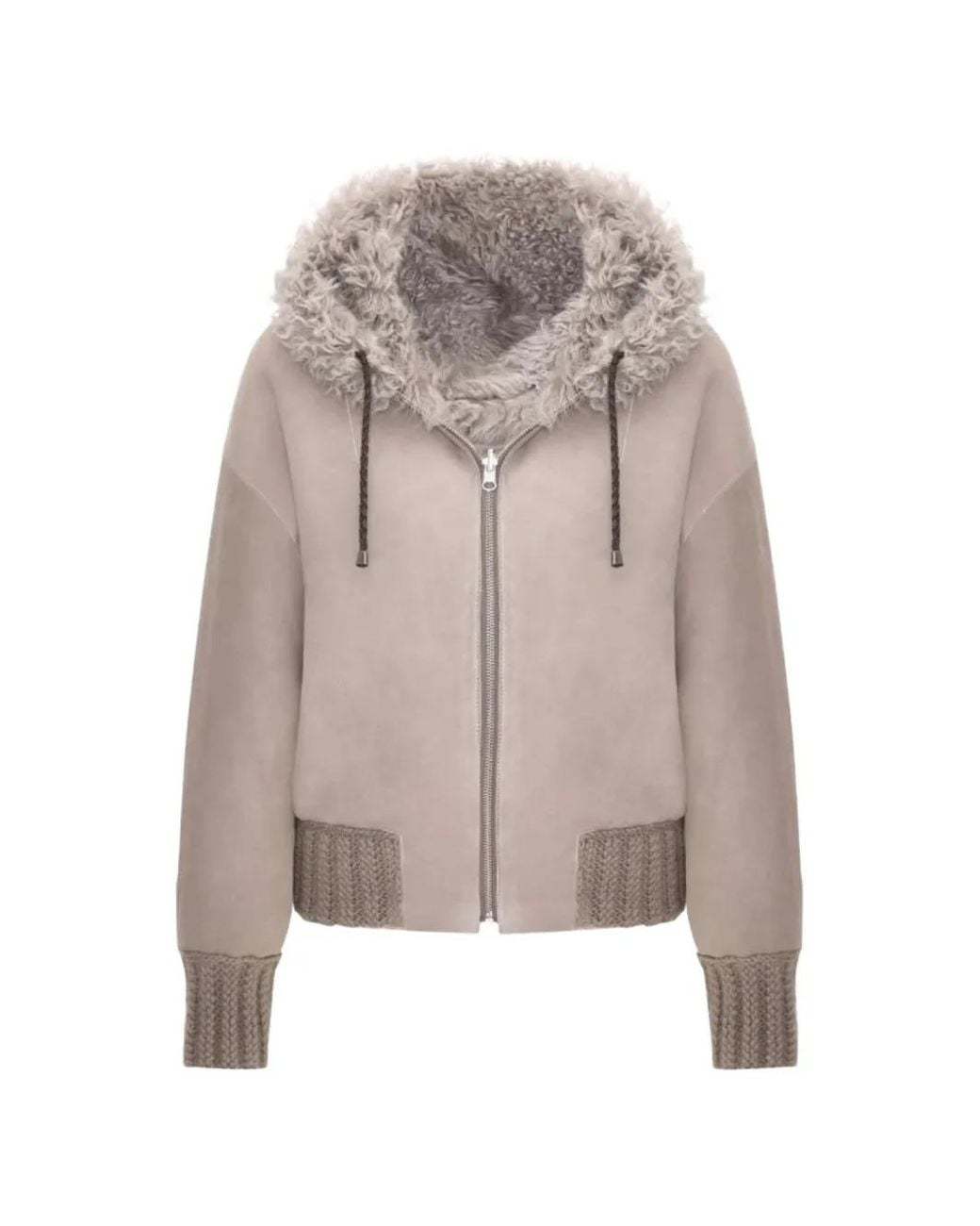 Bigardini Natural Danica Reversible Hooded Shearling Jacket