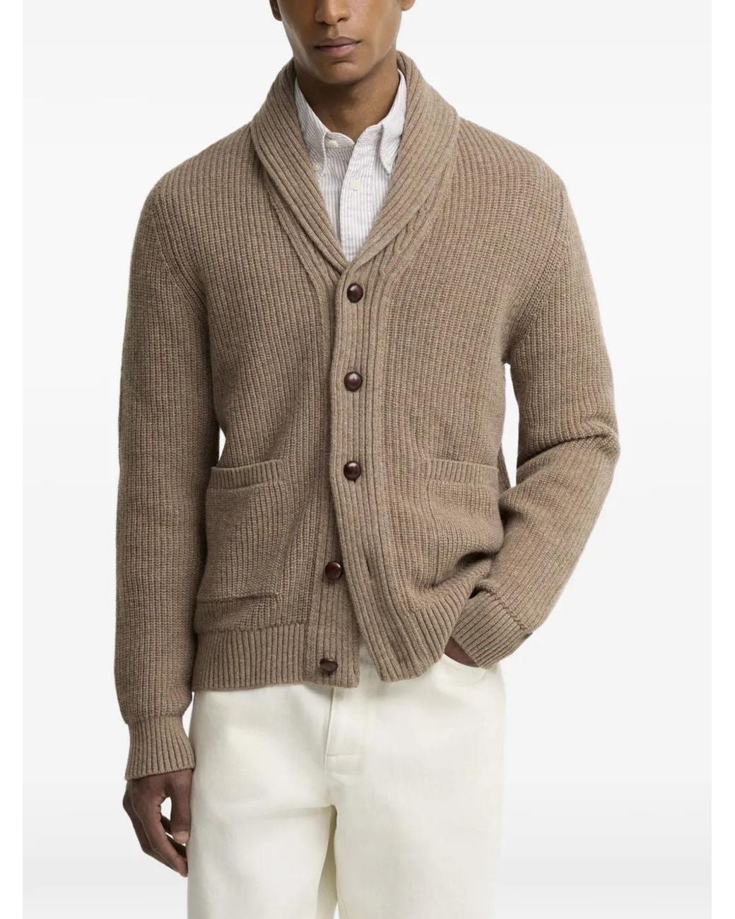 Barbour Natural Hartland Wool Cardigan for men