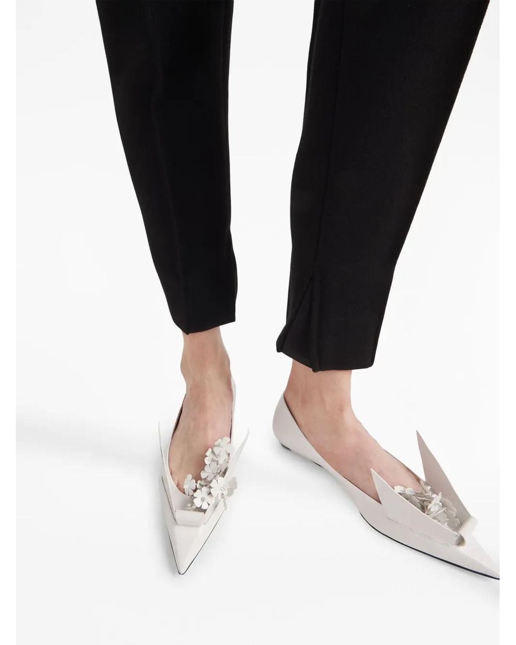 Pantalón Negro Estilo Cigarette, Mujer, Talla Prada de color Black