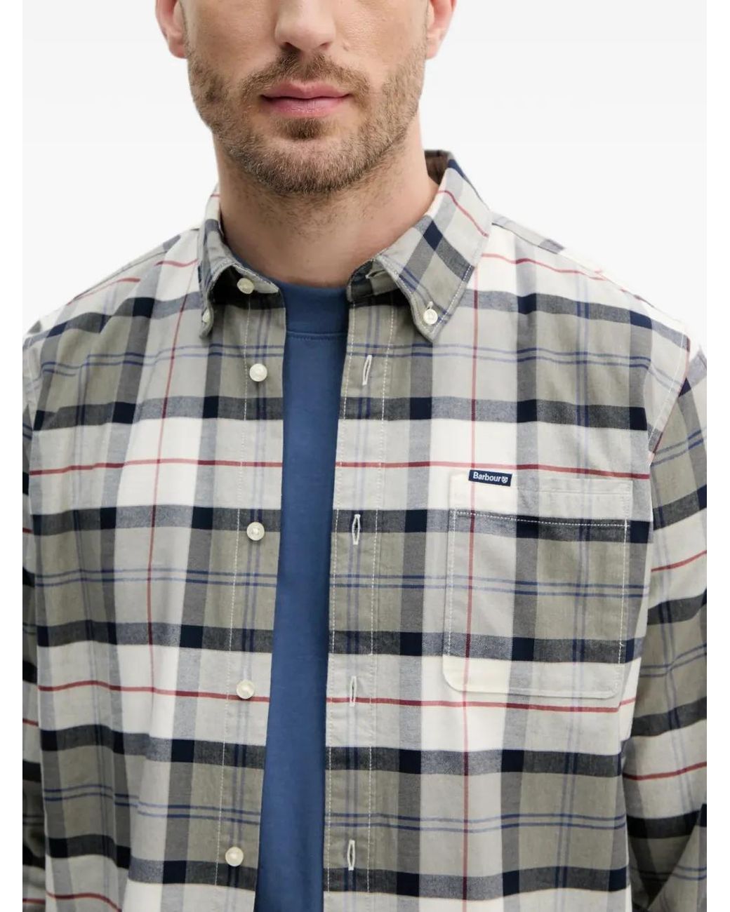 Barbour Blue Lewis Check-Pattern Shirt for men