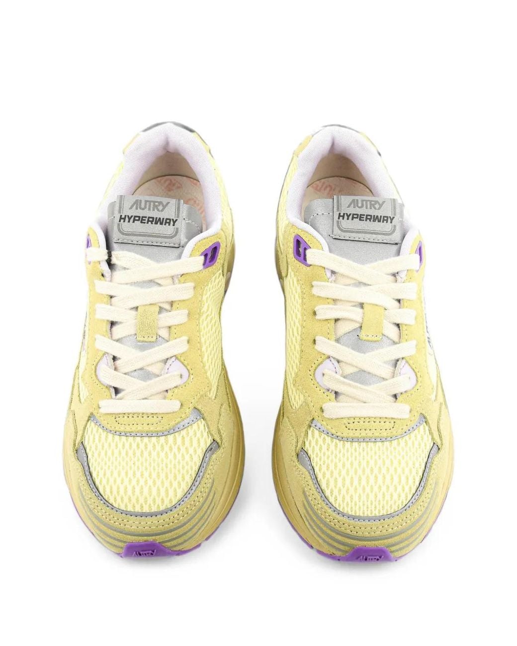 Autry Yellow Hyperway Panelled Low-Top Sneakers