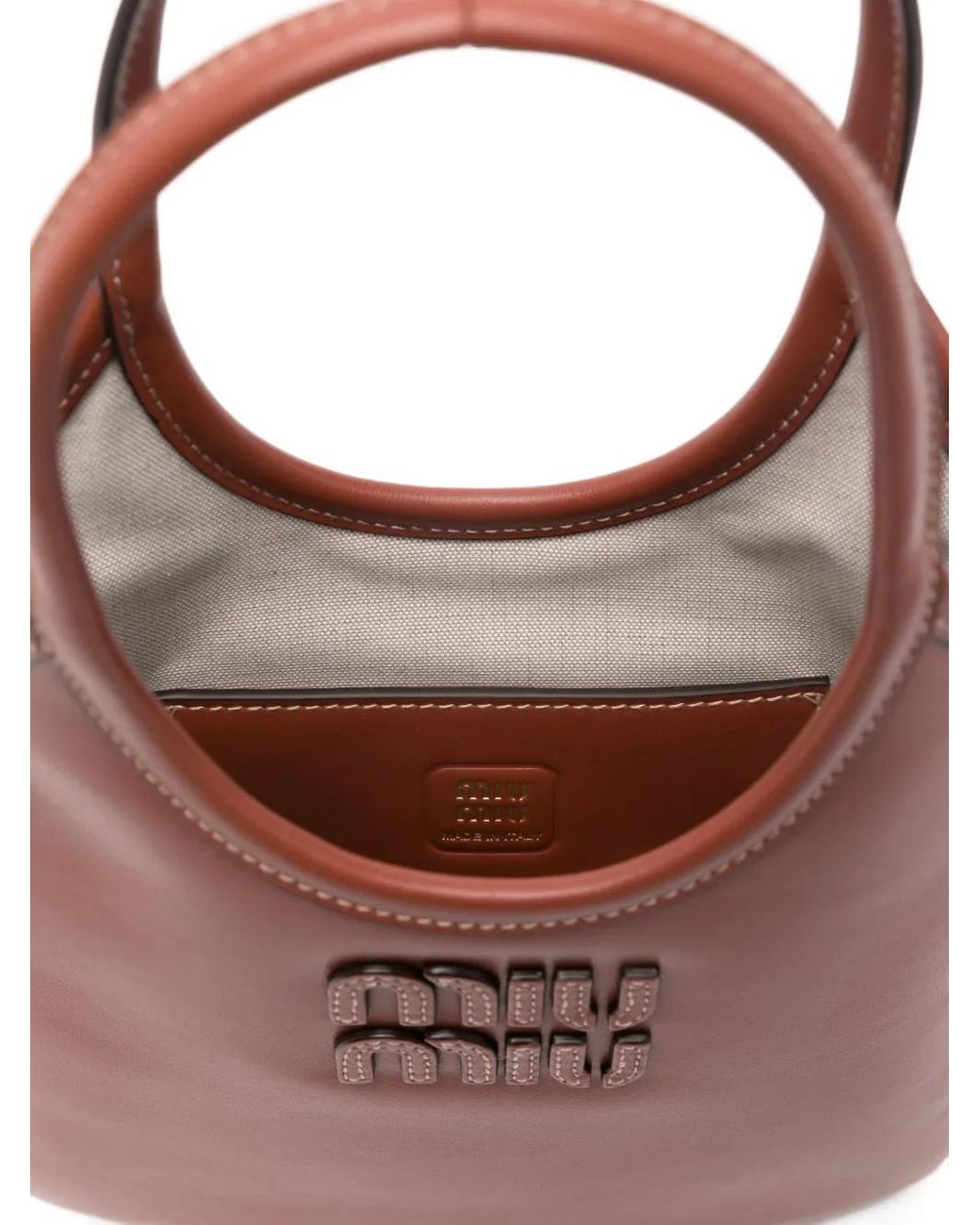 Miu Miu Red Logo-Appliqué Top-Handles Shoulder Bag