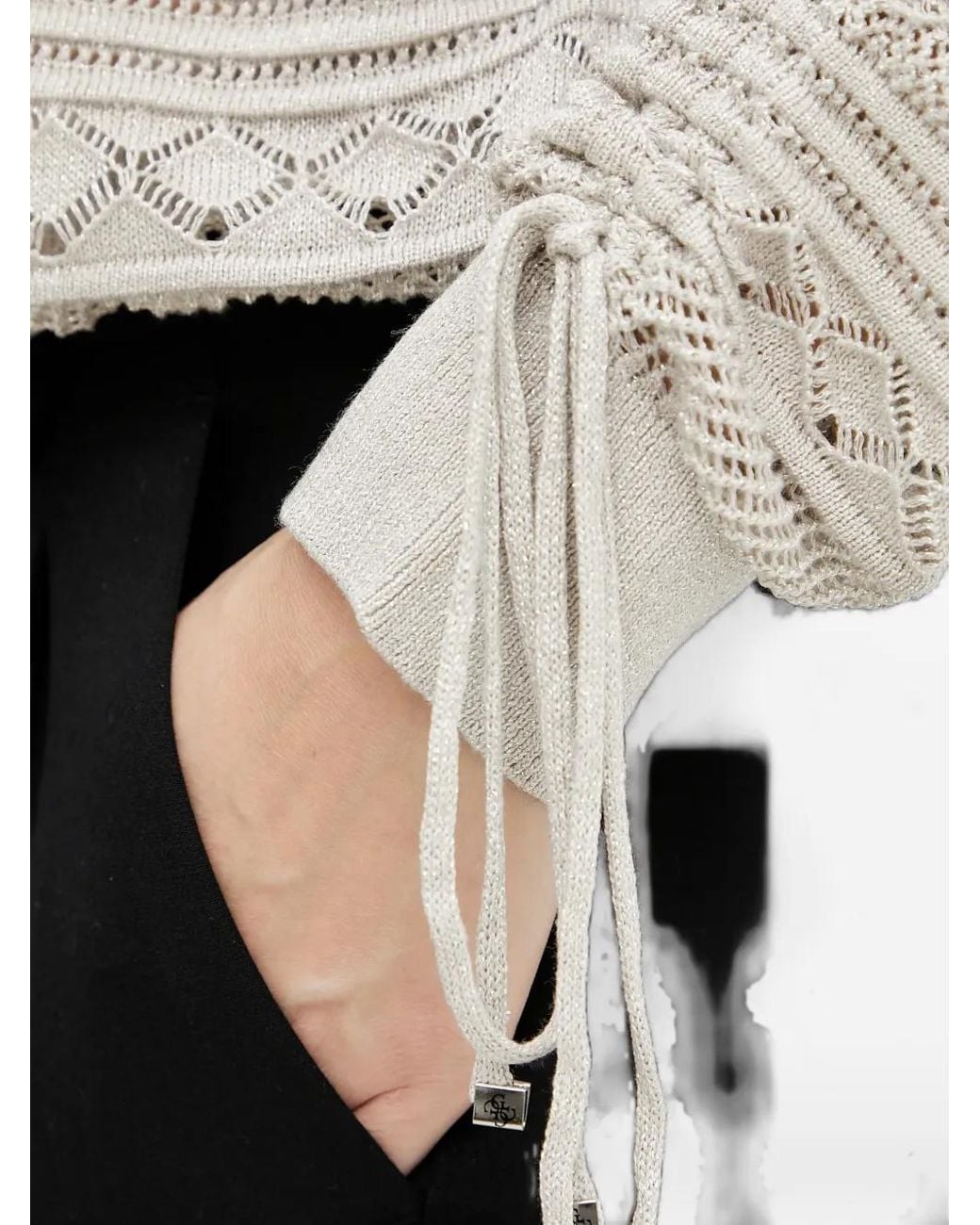 Guess White Pointelle-Knit Sweater